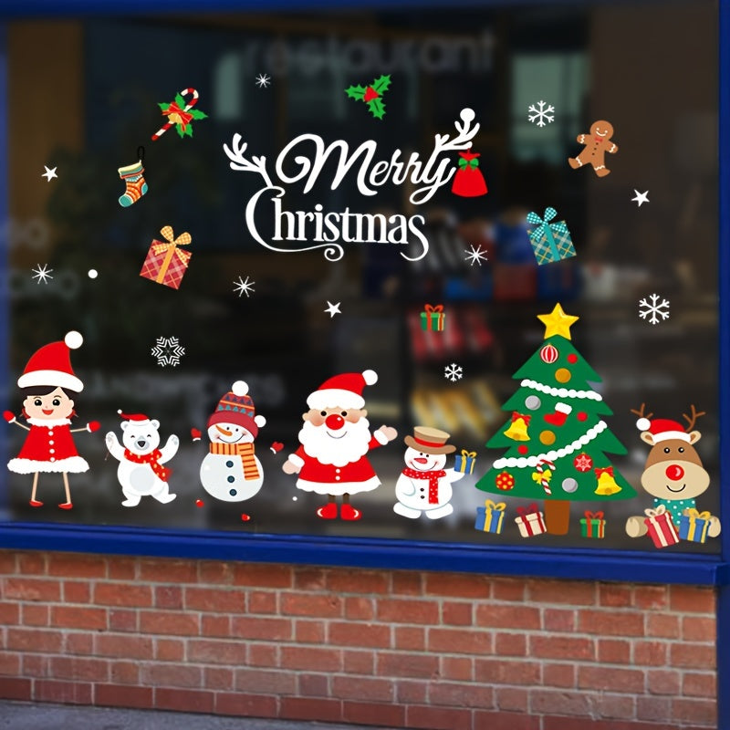 Christmas Window Clings Santa Snowman Deer Snowflakes Stickers