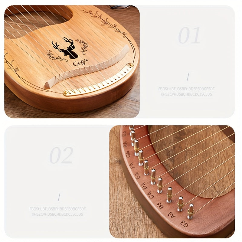 Small Portable 16 19 String Harp Lyre Easy To Learn