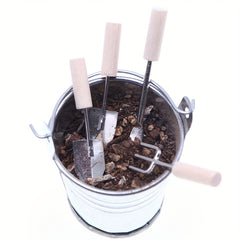 4pcs Dollhouse Wooden Handle Metal Garden Tools