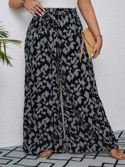  Leopard Print Wide Leg Trousers with Belt
