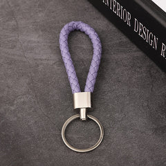 Multicolor Woven PU Leather Keychain Pendant Keyring Car Key Holder Ornament