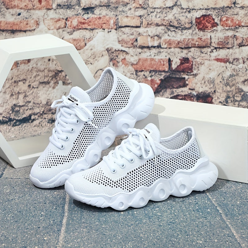 Women's Mesh Sneakers Lace Up Running Shoes Lightweight Hollow Out Shoes