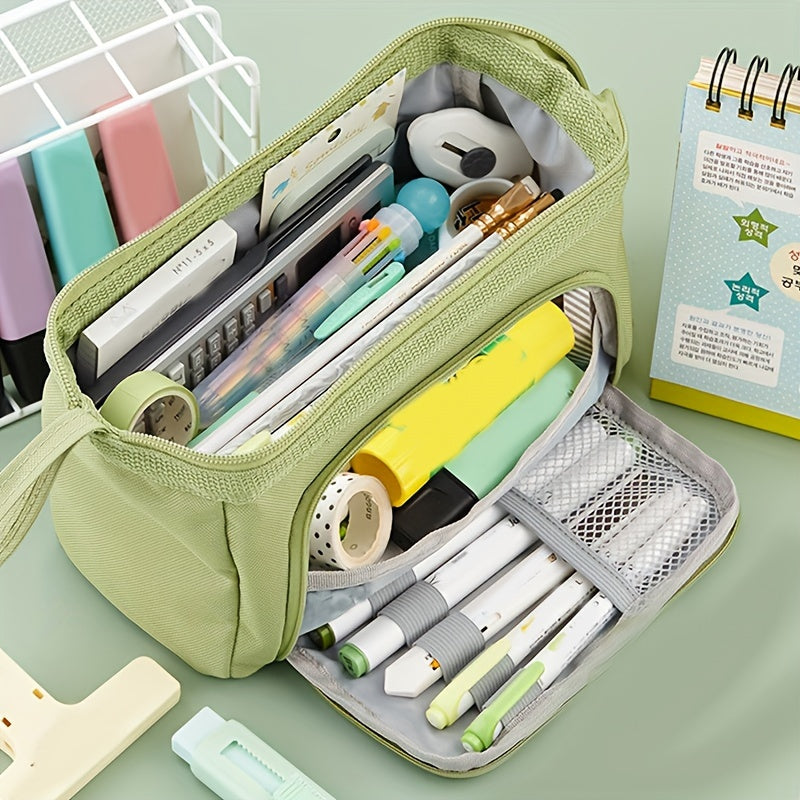 Student Portable Pencil Bag Large Capacity Triangle Shape Boat Pouch