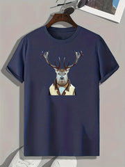 Deer Print Men's Graphic T-shirt for Summer