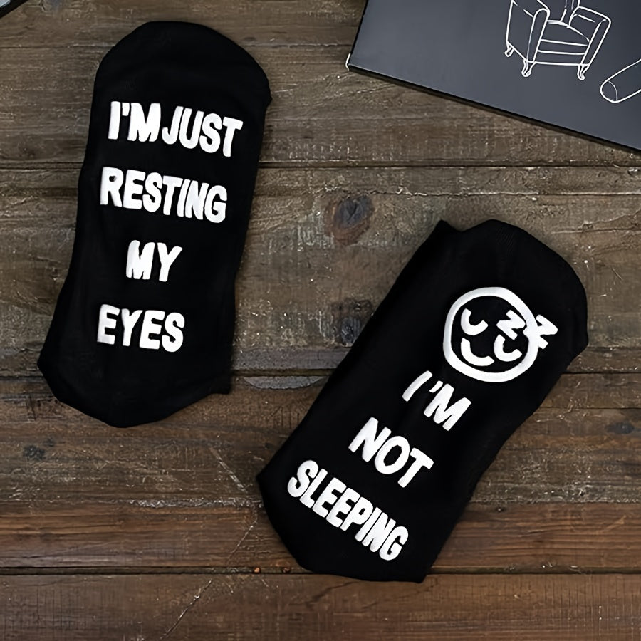 Funny Resting My Eyes Socks Dad Grandpa Mom Grandma