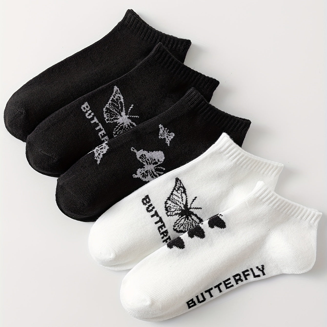 Butterfly Print Socks & Crew Short Socks Women's Stockings