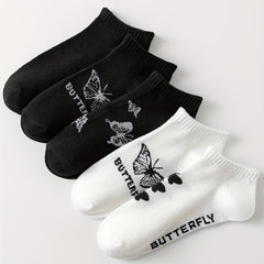 Butterfly Print Socks & Crew Short Socks Women's Stockings