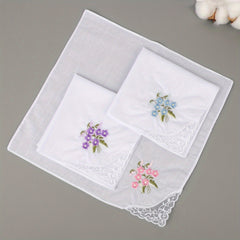 8 Pack 10.83Inch Embroidered Square Scarves Lightweight Lace Handkerchiefs