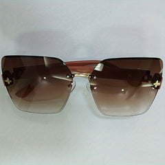 Men Women Rimless Sunglasses UV400 Sun Shades Gradient Lens with Glasses Case