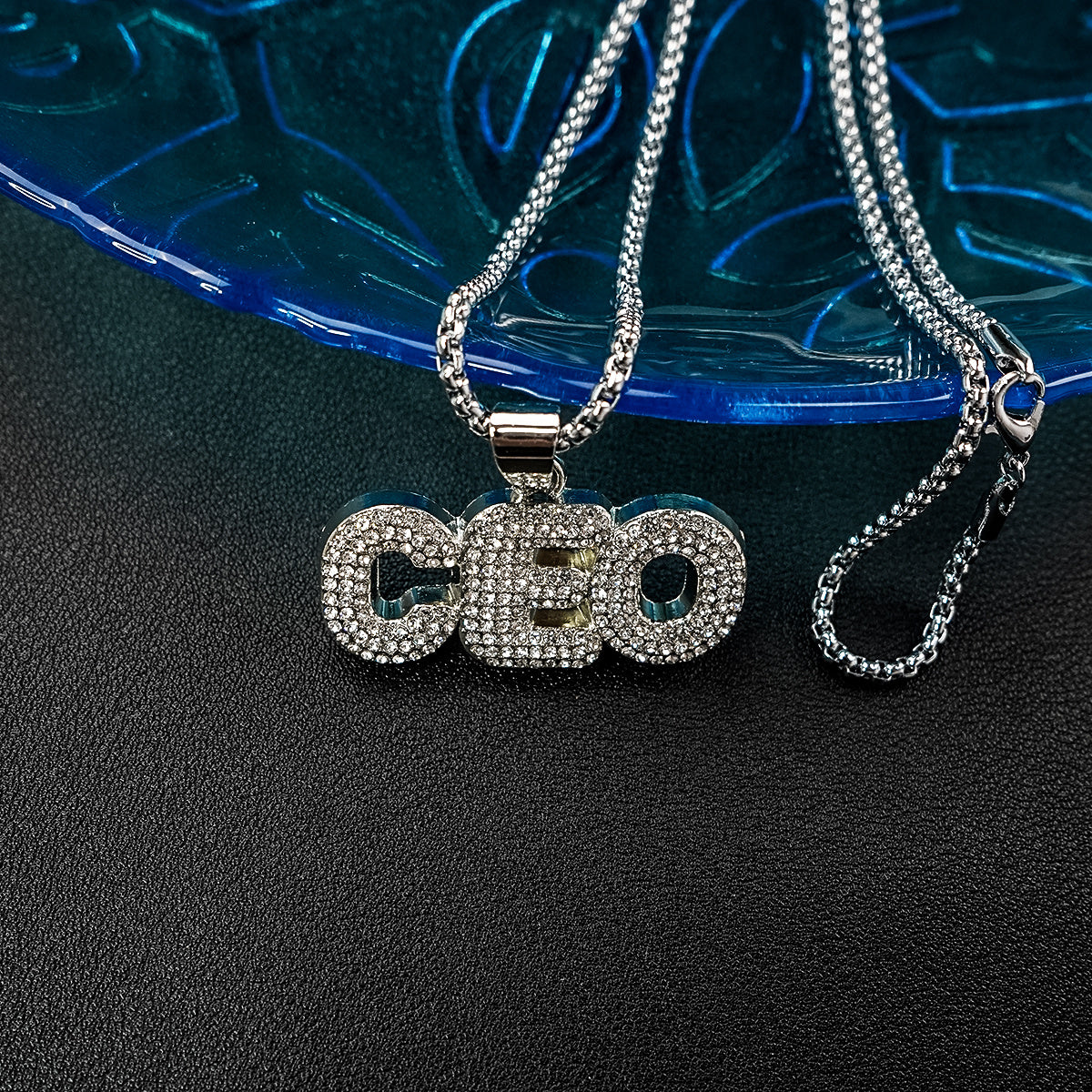 Punk Hip Hop Silver Rhinestone Letter Necklace