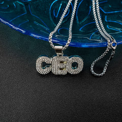 Punk Hip Hop Silver Rhinestone Letter Necklace