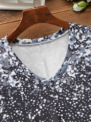  Snowflake Print V Neck Tank Top Medium Stretch