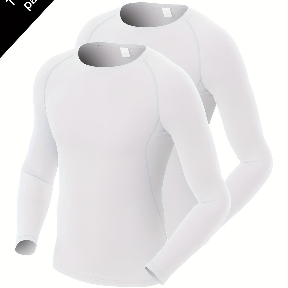 2 Pcs Men's Quick Drying Long Sleeve T-Shirts High Stretch Crew Neck