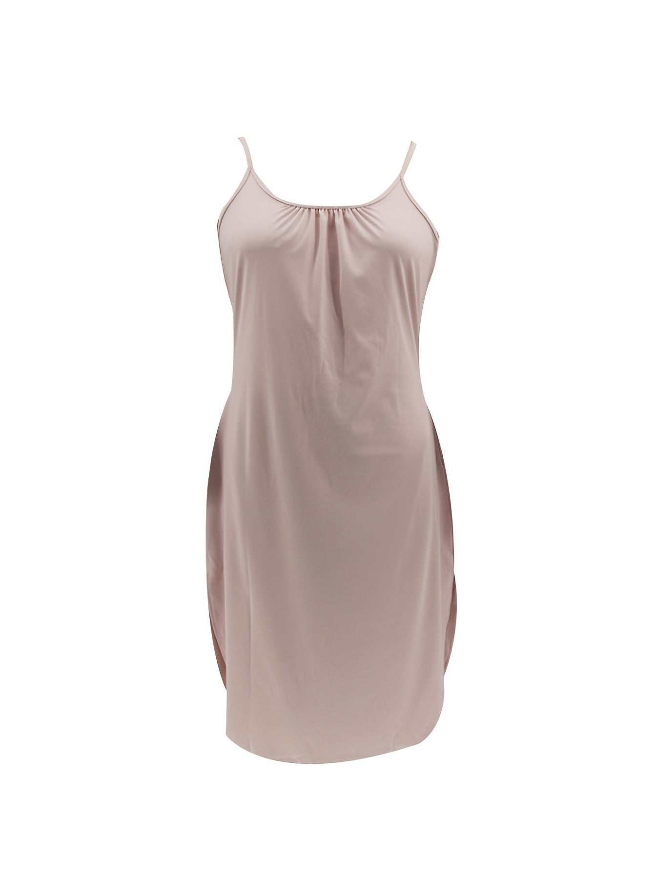 Solid Split Cami Dress Plus High Stretch Slim Midi Dress