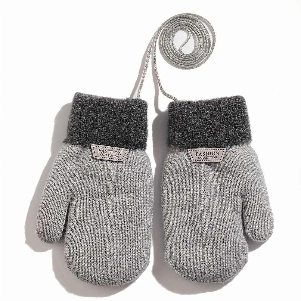 Kids Winter Sports Gloves Thick Warm Knitted Mittens