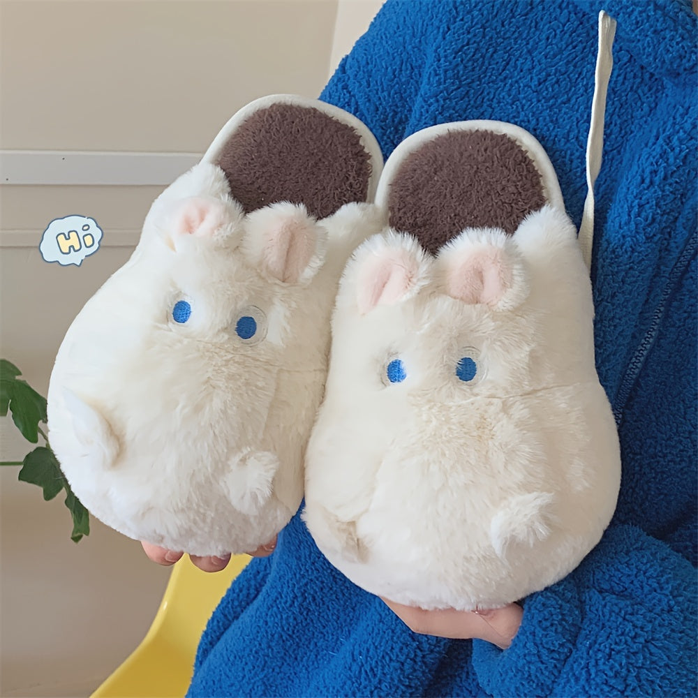 Cartoon Hippo Plush House Slippers For Boys