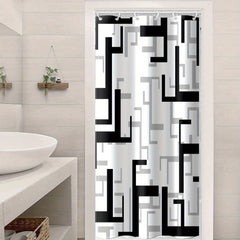 Geometric Stitching Pattern Shower Curtain Modern Decor