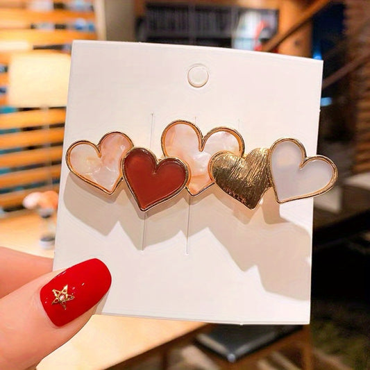 Colorful Heart Decor Hair Clip Duck Billed Clip for Women Girls