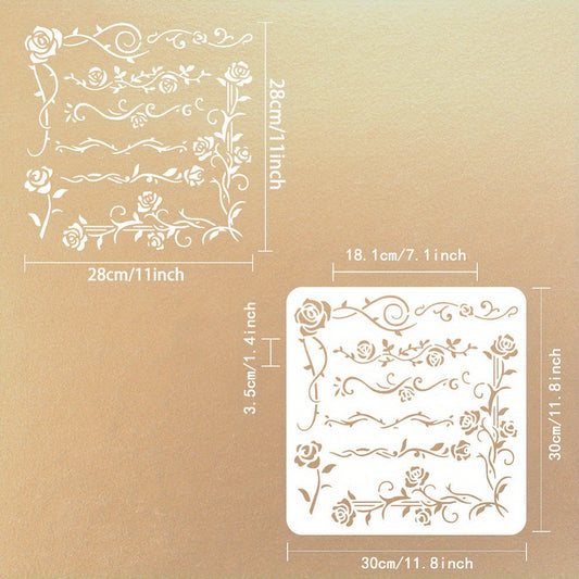 HandMaker PET Hollow Out Drawing Stencil June Rose 30x30cm