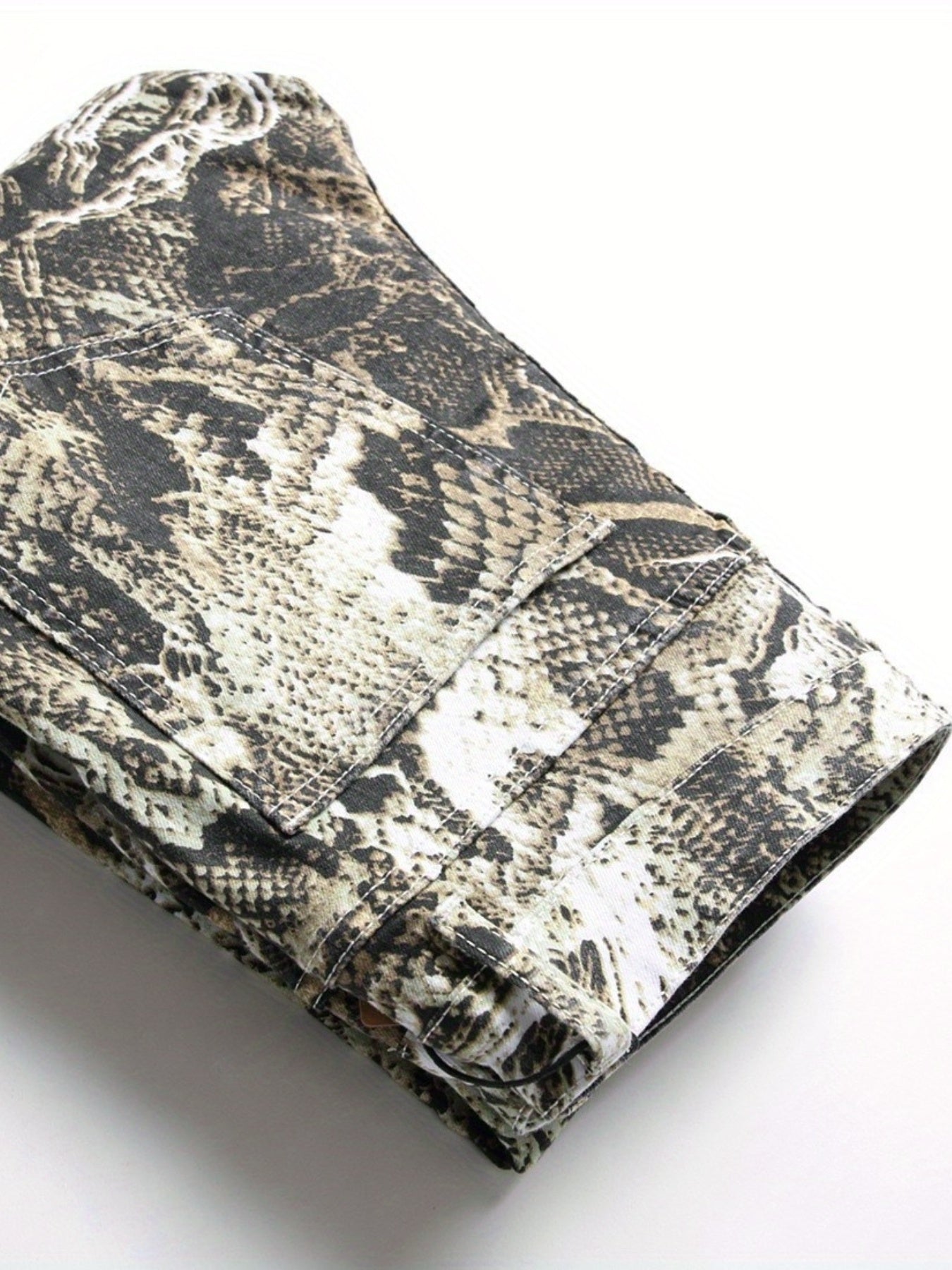 Men's Slim Fit Snake Skin Graphic Jeans Streetwear