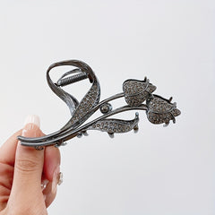 Golden Flower Hair Claw Rhinestone Clip Non-Slip Accessories