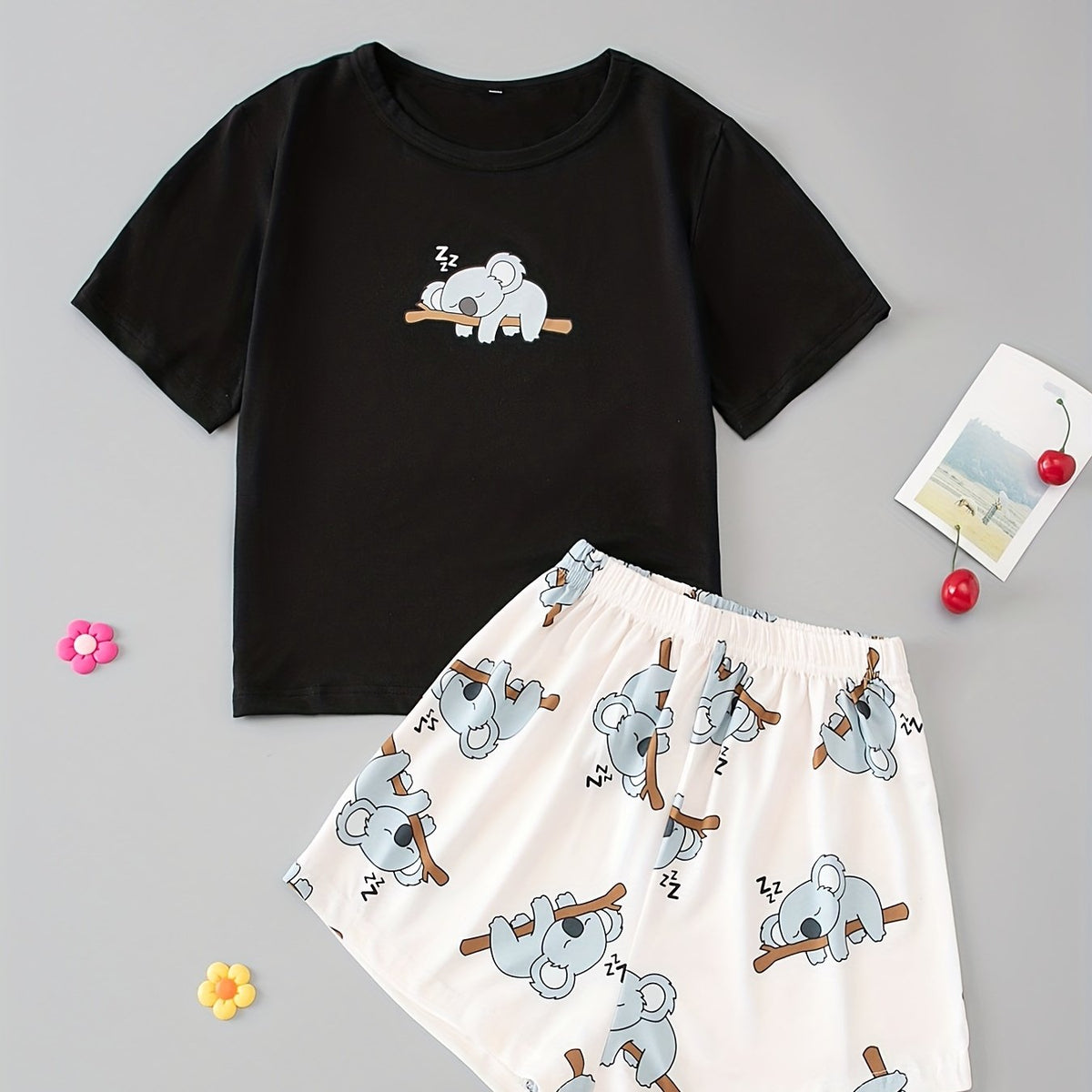 Cartoon Animal Pajama Short Set Women's Sleepwear