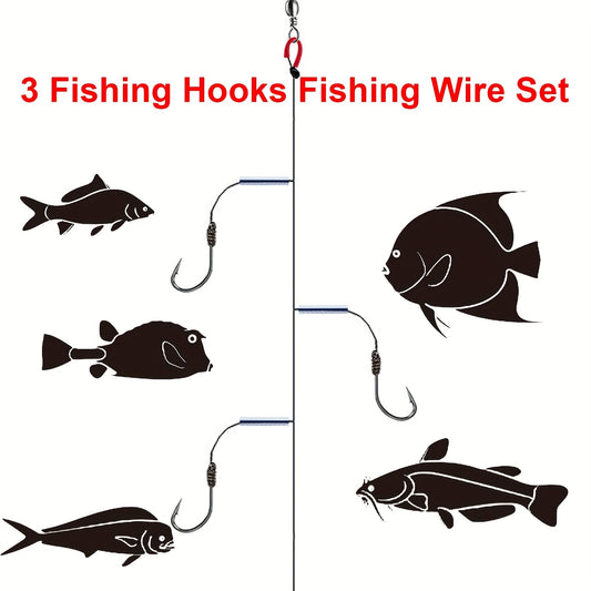 Stainless Steel Fishing Hooks Wire Set with 3 Hooks