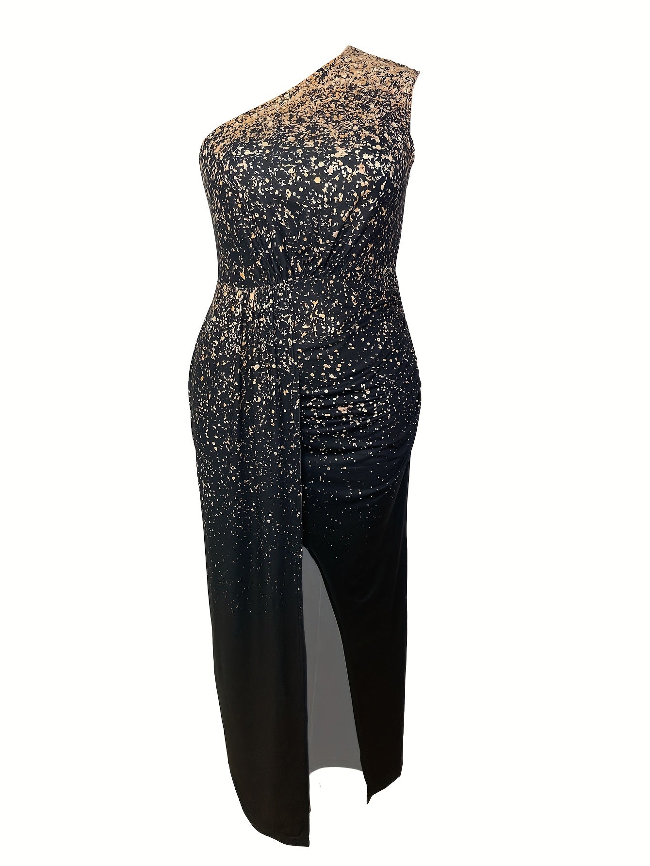  Sexy Dress Women's Plus Splash Print One Shoulder