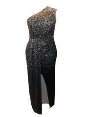  Sexy Dress Women's Plus Splash Print One Shoulder