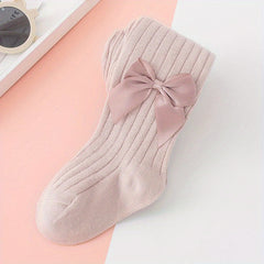 Girls Bow Decor Solid Pantyhose for Spring/Autumn