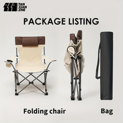 Compact Folding Camping Chair with Footrest and Cup Holder
