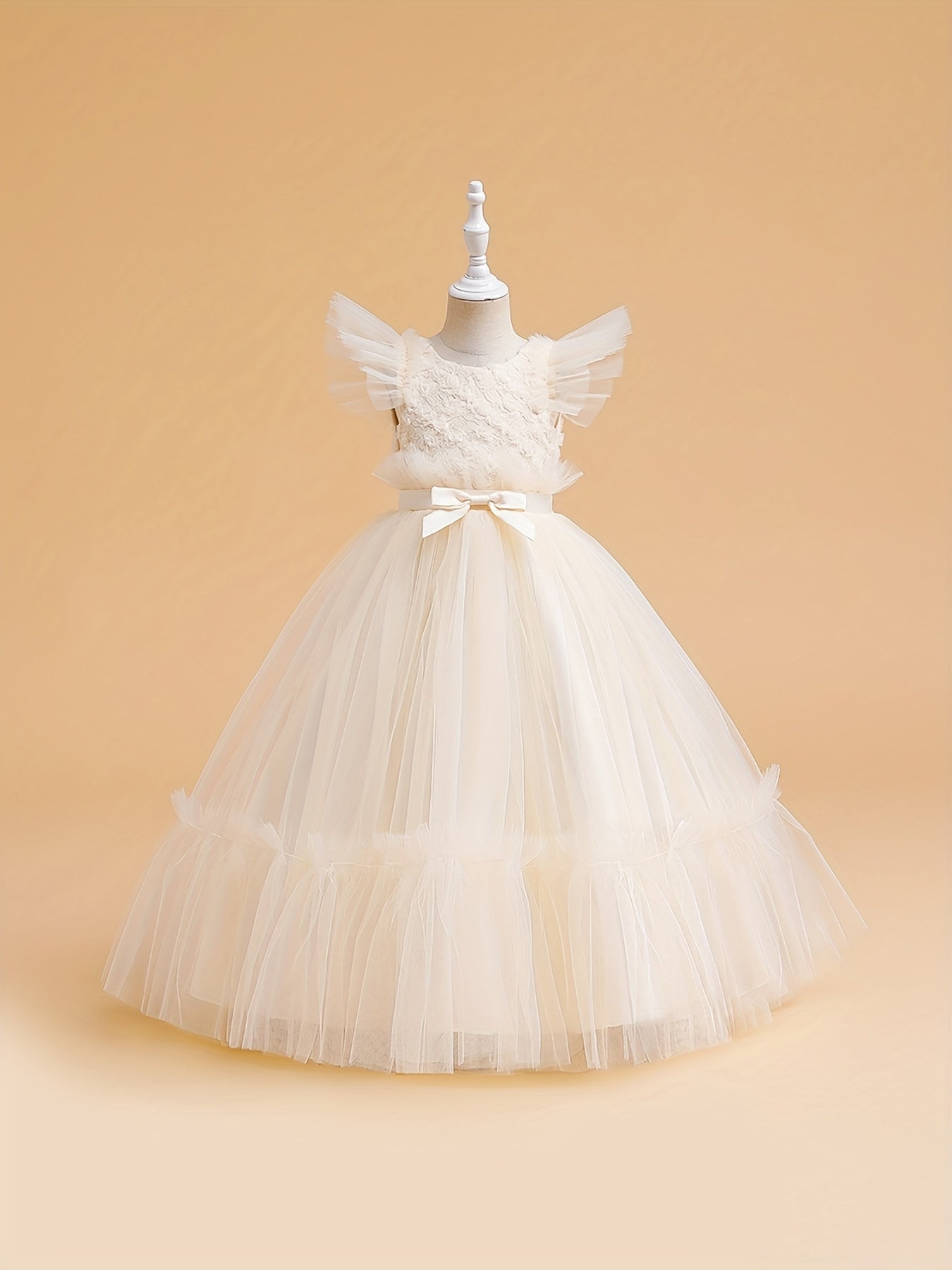 Girls Princess Tulle Formal Dress Flying Sleeve Costume