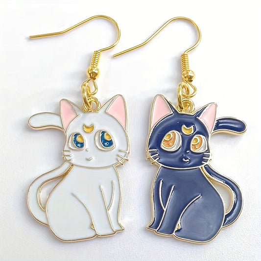 Cartoon Cat Dangle Earrings Animal Metal Drop Earring Lovely Jewelry