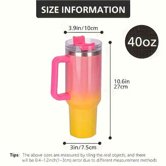 40oz Rainbow Stainless Steel Insulated Water Bottle with Handle & Straw Lid