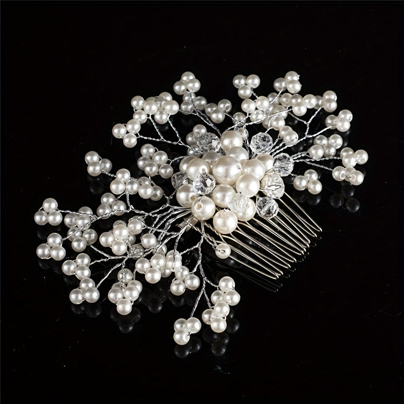 Faux Pearl Crystal Hair Comb Bridal Wedding Hair Accessories