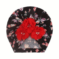 Spring Broken Rhinestone Flower Print Baby Hat