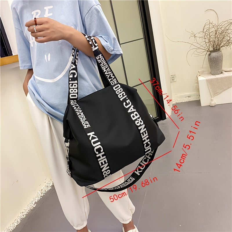 Lightweight Shoulder Sports Bag Letter Pattern Carry On Duffle Bag