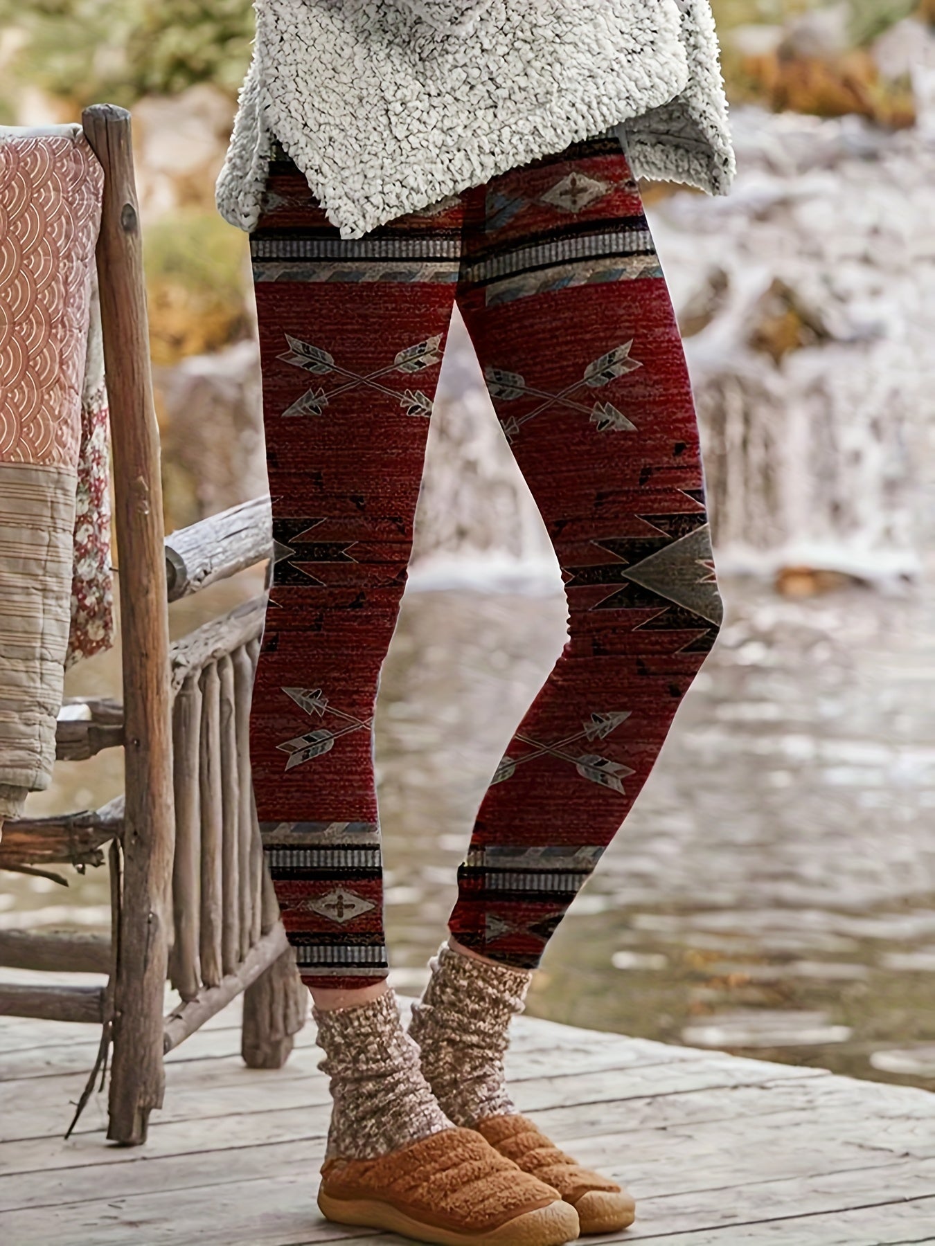  Boho Pants Women's Plus Tribal Print Skinny Trousers