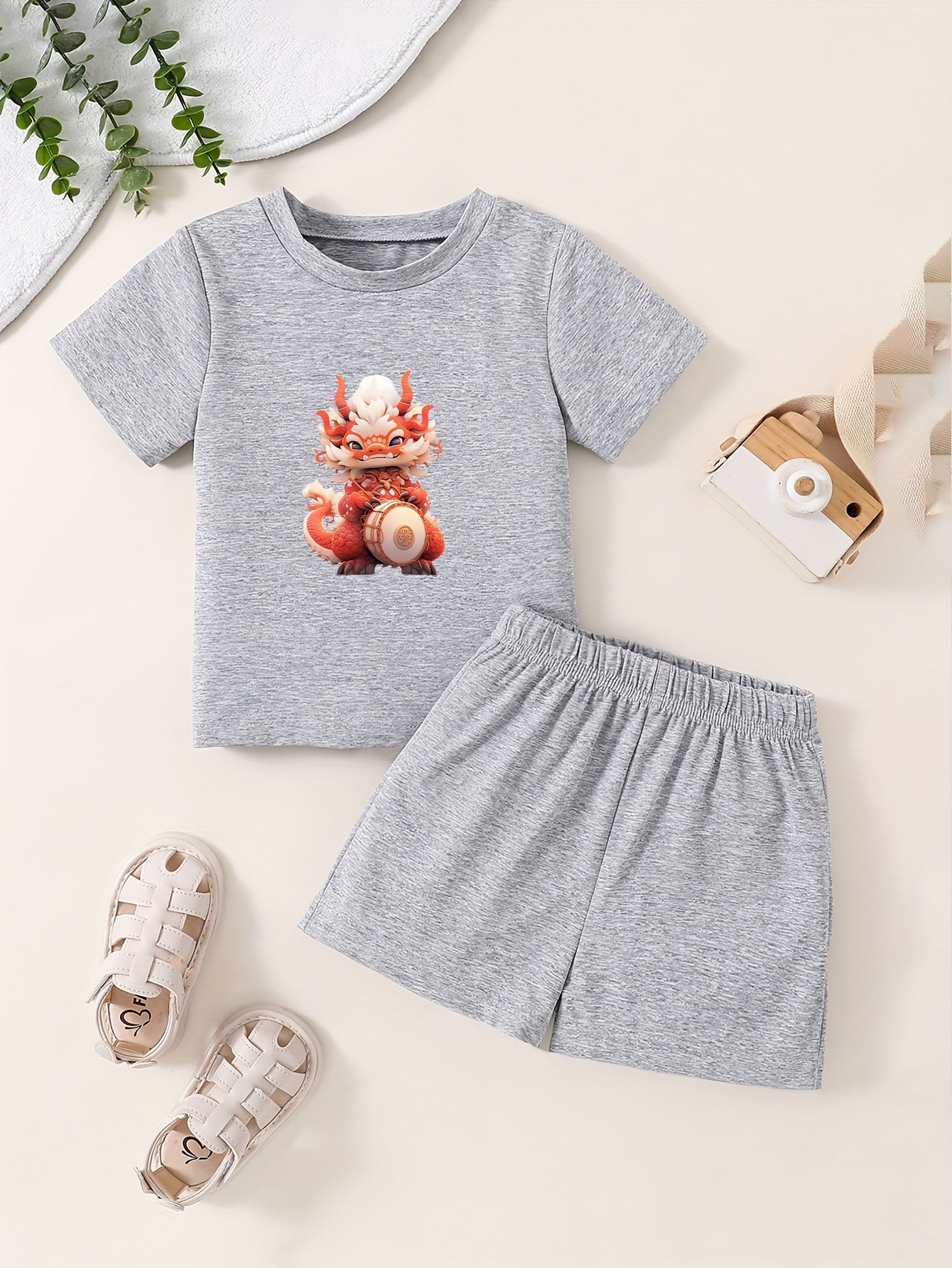 Toddler Kid 2pcs Bottoming Set Short Sleeve T shirt & Matching Shorts