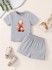 Toddler Kid 2pcs Bottoming Set Short Sleeve T shirt & Matching Shorts
