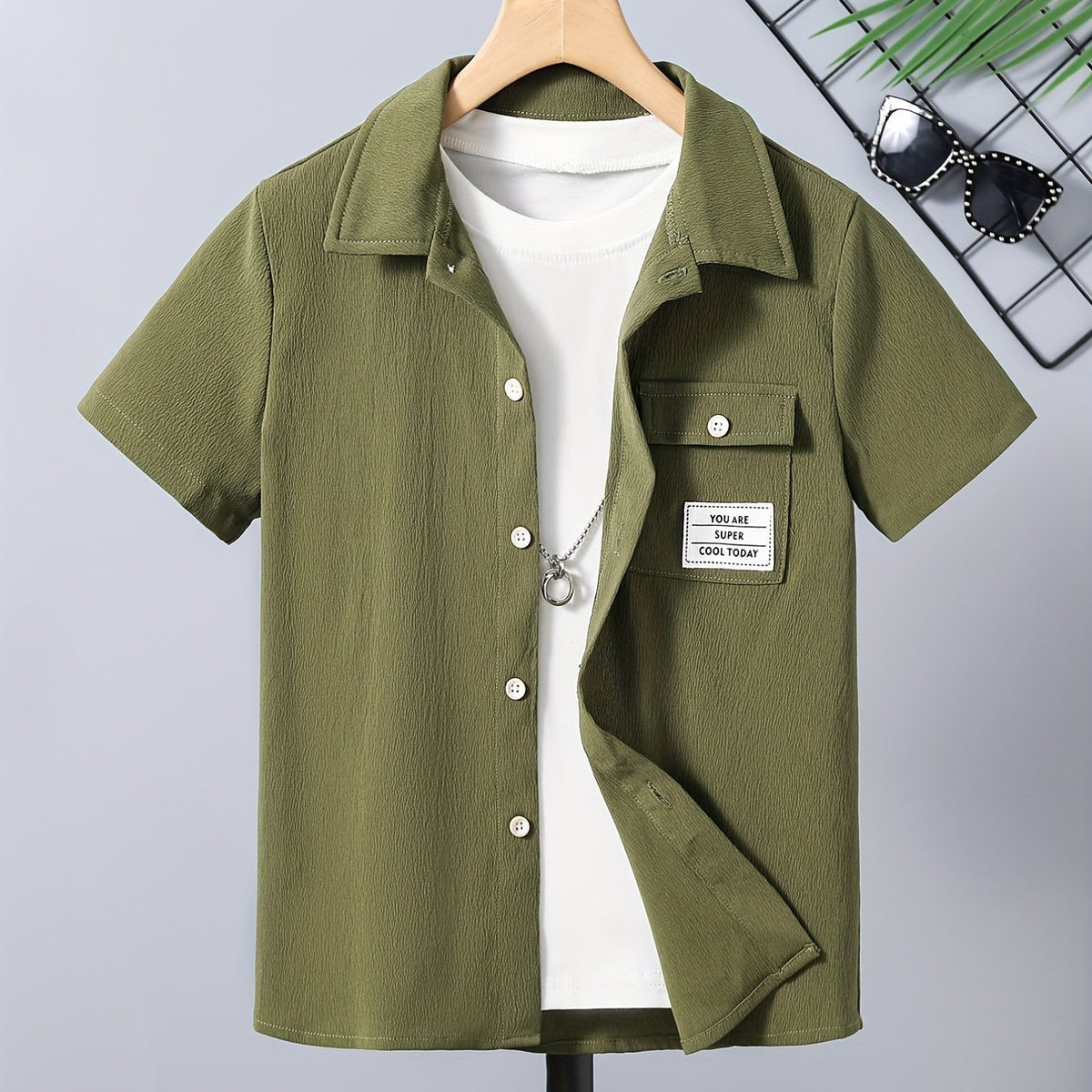 Boys Letter Graphic Print Casual Shirt