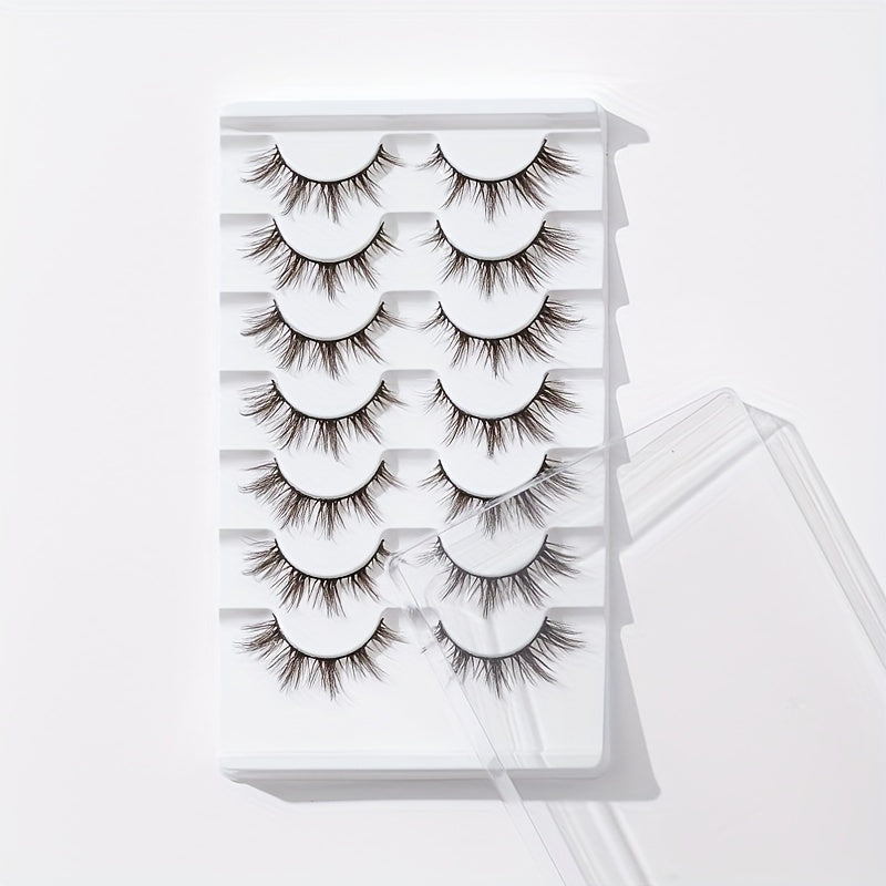 7 Pairs Brown Spiky Manga Lashes Natural Look Cosplay False Eyelashes