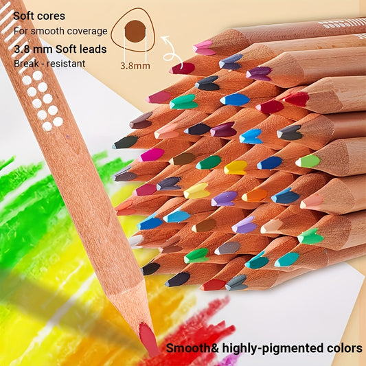 Aixxhh 3.8mm Soft Core Colored Pencils, Triangular Grip, Fine Tip