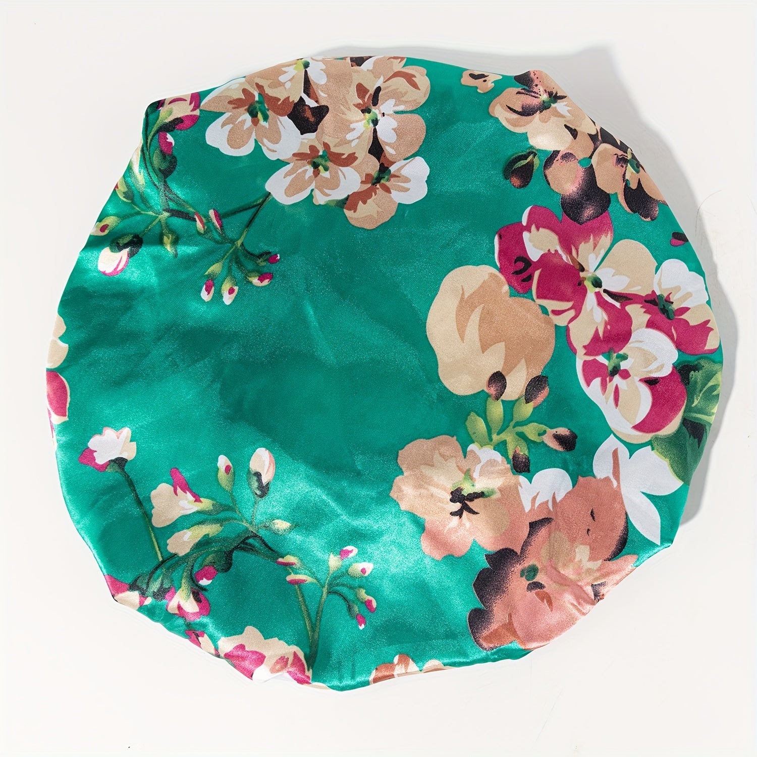 Green Flower Print Bonnet Satin Hair Bonnet Women Turban Cap
