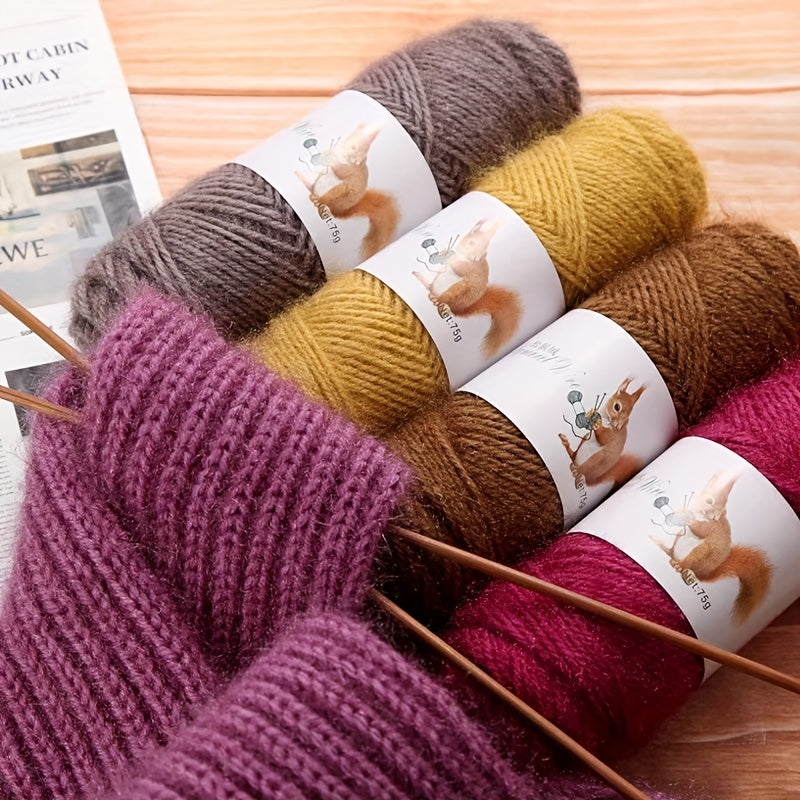 100 Fine Polyester Crochet Yarn - 4 Layers, Medium Thick, Warm & Soft Yarn