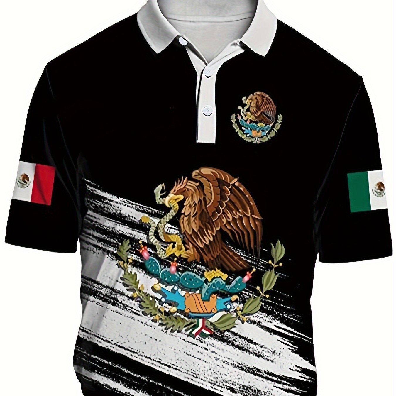 Eagle Pattern Men's Polo Shirt Custom Fit Short Sleeve