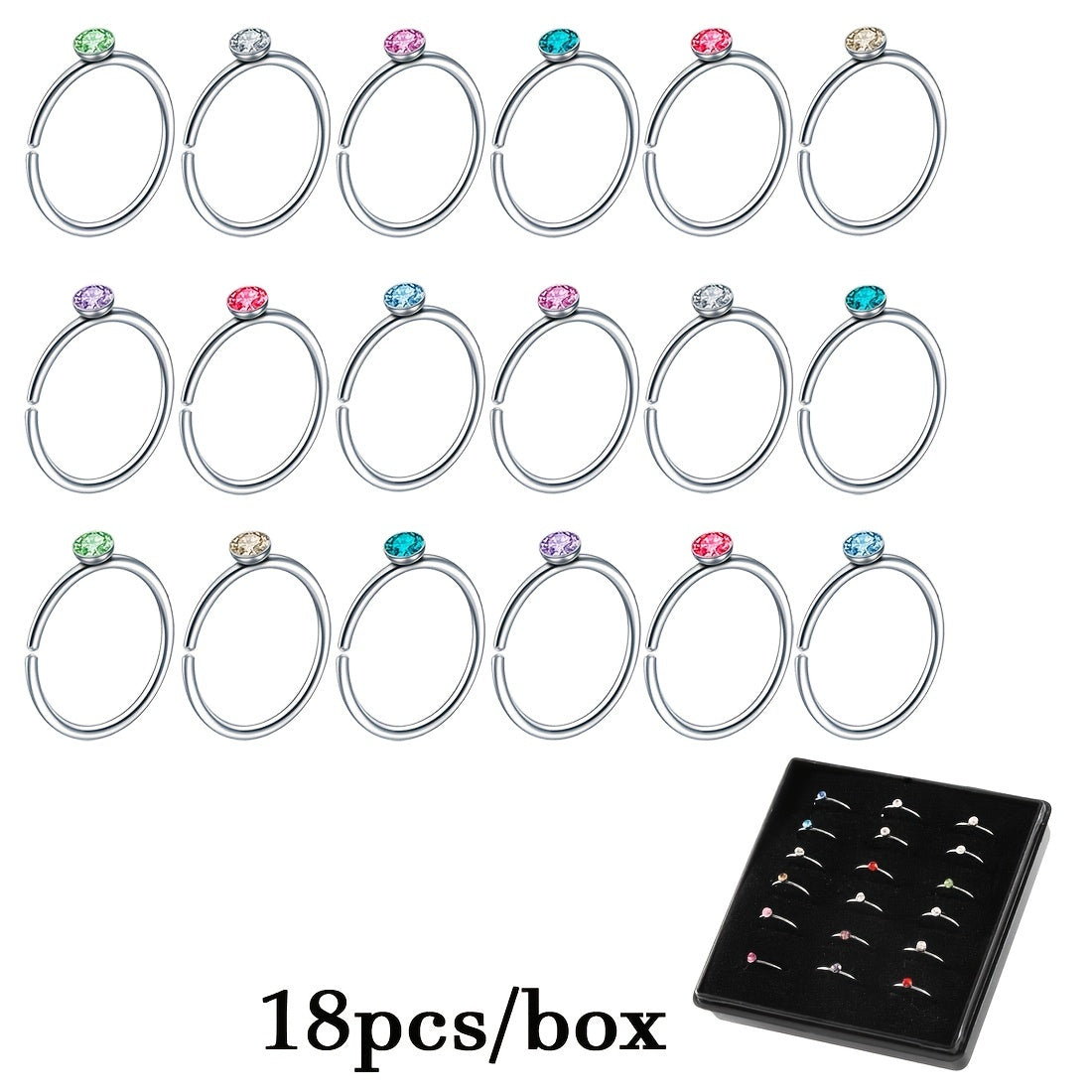Stainless Steel Zicron Studded Nose Stud Nose Ring 24 40 60 Sets