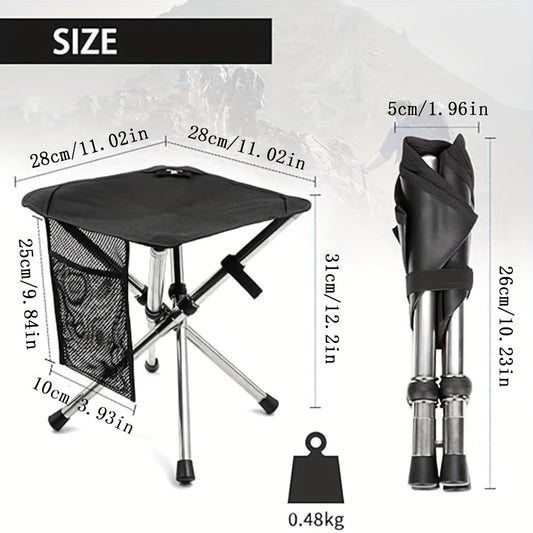 Portable Folding Stool With Side Pocket for Outdoor Camping
