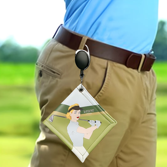 Beauty Pattern Golf Towel PU Material Easy Pull Hook Outdoor Sports