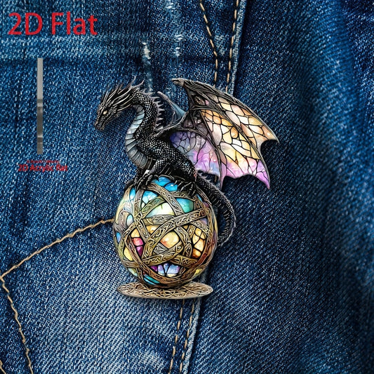 2D Acrylic Dragon Brooch Pin Vibrant Orange Web Ideal Mother's Gift